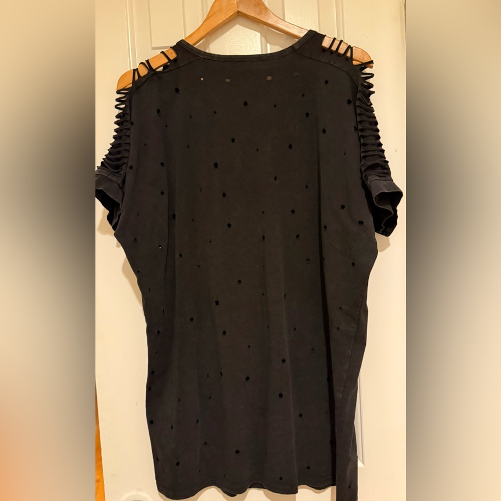 Black Studded Cross T-Shirt dress - Picture 3 of 7